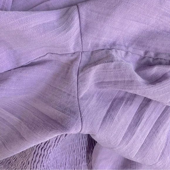 Women’s Lilac Purple Wide Pleated Leg Jumpsuit With Puff Sleeves S - Picture 14 of 16